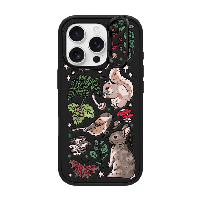 Chiara LB Art x CASETiFY iPhone 16 Pro ケース マットブラック インパクトリングスタンドケース MagSafe対応 Woodland Magic