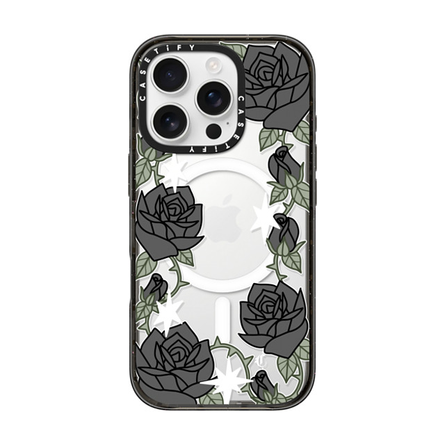 Chiara LB Art x CASETiFY iPhone 16 Pro �P�[�X Line Art,Minimalist �u���b�N �C���p�N�g�P�[�X MagSafe�Ή� Dark Romance