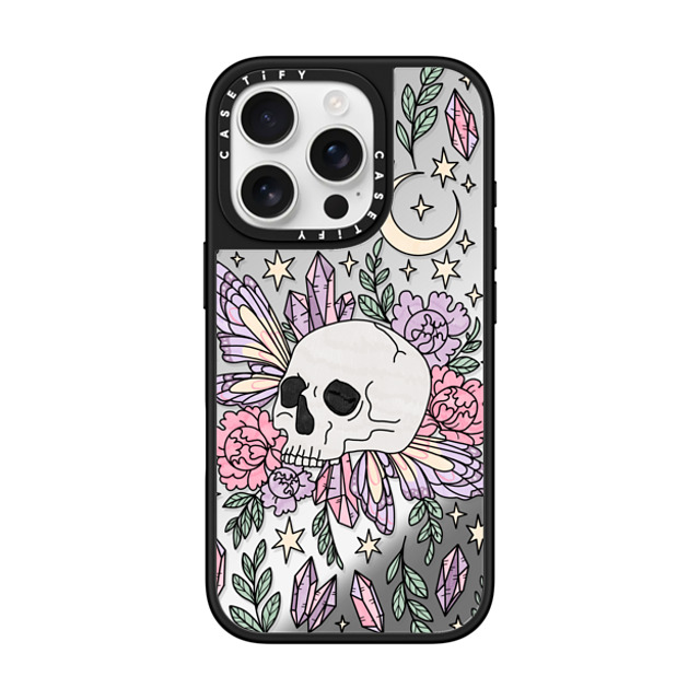 Chiara LB Art x CASETiFY iPhone 16 Pro ケース Silver on Black ミラーケース MagSafe対応 Enchanted Garden