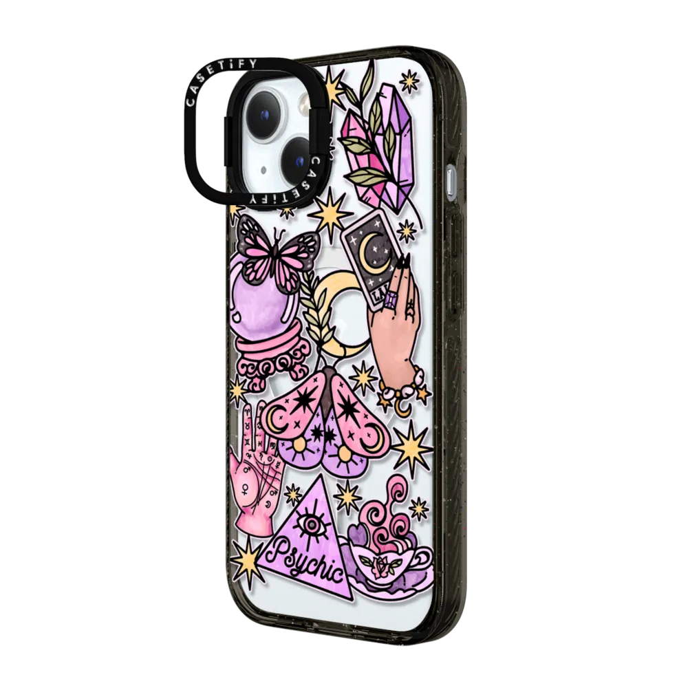 Impact Ring Stand iPhone 15 Plus Case MagSafe Compatible - Whimsical Witch by Chiara LB art