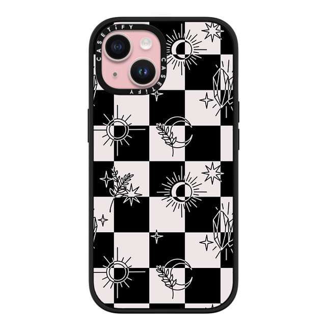 Chiara LB Art x CASETiFY iPhone 15 ケース マットブラック インパクトケース MagSafe対応 Witchy Checkered Print