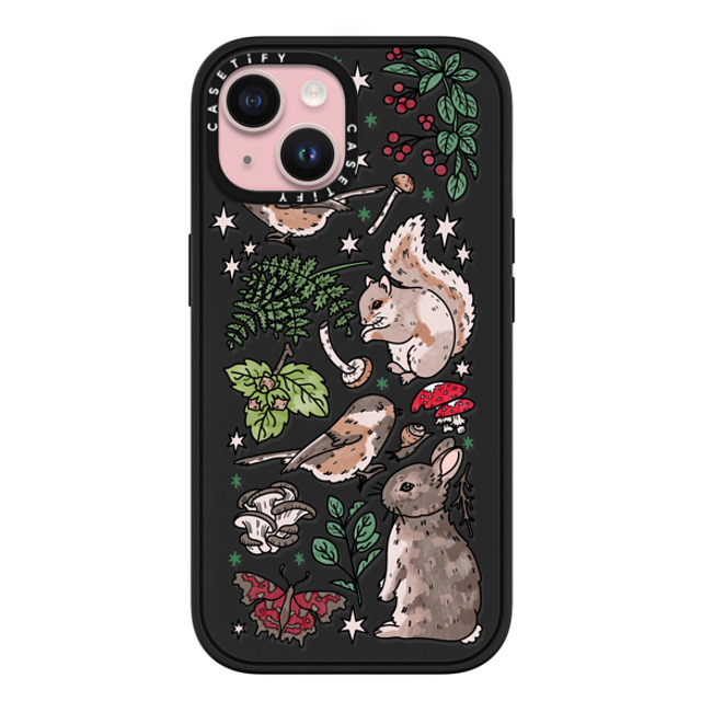 Chiara LB Art x CASETiFY iPhone 15 ケース マットブラック インパクトケース MagSafe対応 Woodland Magic