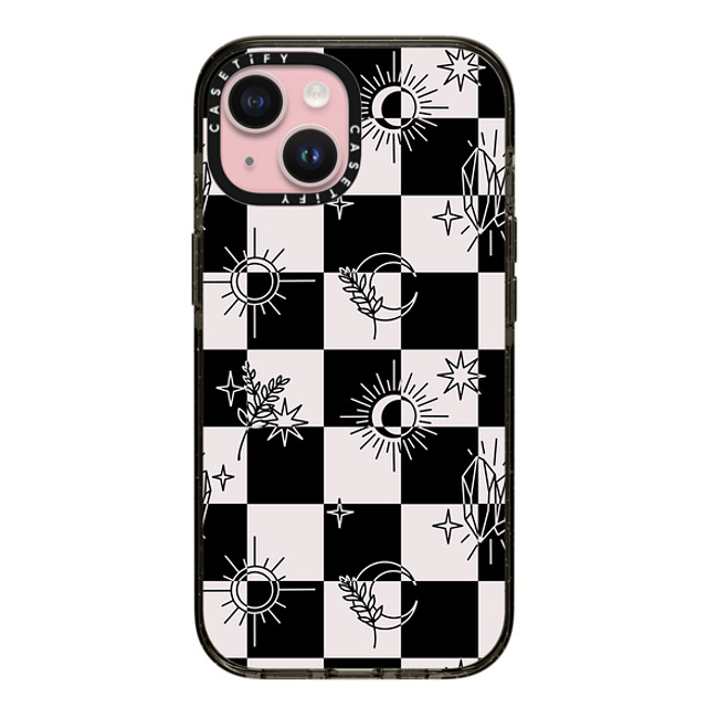 Chiara LB Art x CASETiFY iPhone 15 ケース ブラック インパクトケース Witchy Checkered Print