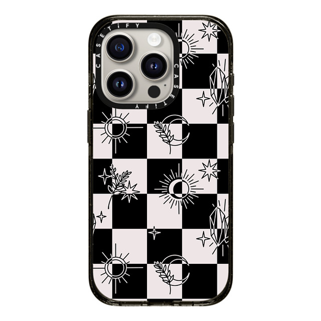 Chiara LB Art x CASETiFY iPhone 15 Pro ケース ブラック インパクトケース Witchy Checkered Print