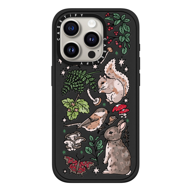 Chiara LB Art x CASETiFY iPhone 15 Pro ケース マットブラック インパクトケース MagSafe対応 Woodland Magic