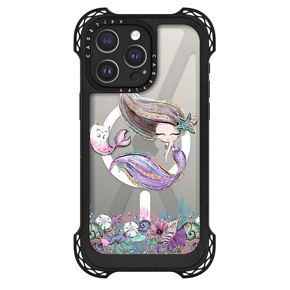 Mermaid Girl with Her Cat Mermaid Transparent Case CASETiFY