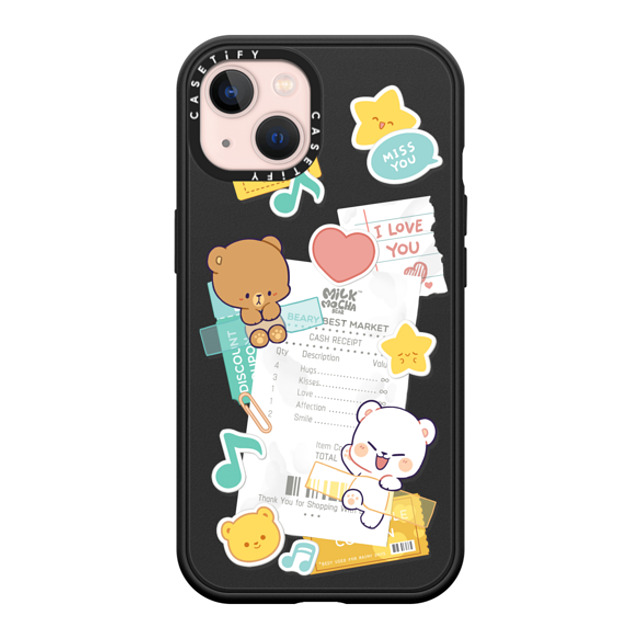 MilkMochaBear x CASETiFY iPhone 13 ケース マットブラック インパクトケース MagSafe対応 Love Receipt