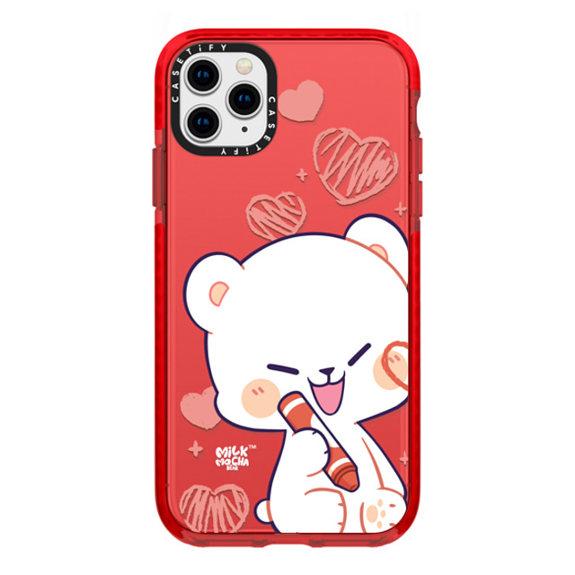 MilkMochaBear x CASETiFY iPhone 11 Pro Max ケース レッド インパクトケース Heart Cheek Milk