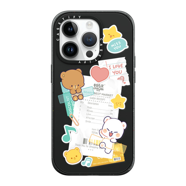 MilkMochaBear x CASETiFY iPhone 14 Pro ケース マットブラック インパクトケース MagSafe対応 Love Receipt