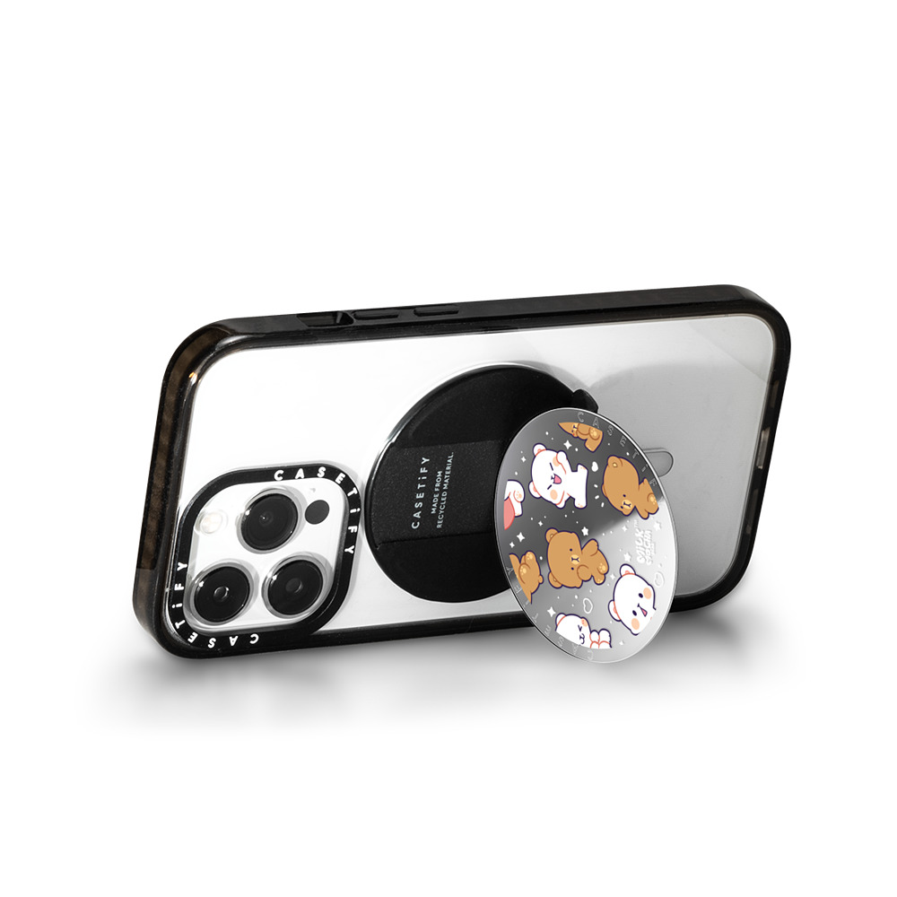 MilkMochaBear x CASETiFY Snappy グリップスタンド シルバー Snappy ミラー グリップスタンド MagSafe対応 Sending Hearts