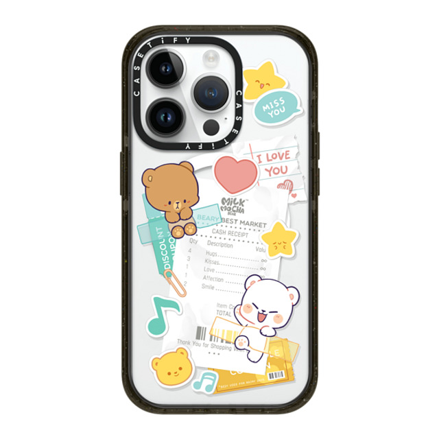 MilkMochaBear x CASETiFY iPhone 14 Pro ケース ブラック インパクトケース MagSafe対応 Love Receipt