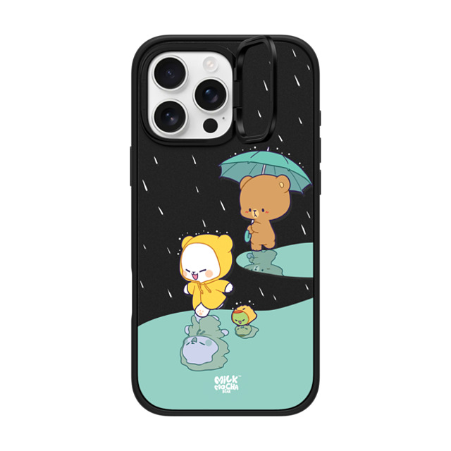 MilkMochaBear x CASETiFY iPhone 16 Pro Max ケース マットブラック インパクトリングスタンドケース MagSafe対応 Rainy Day