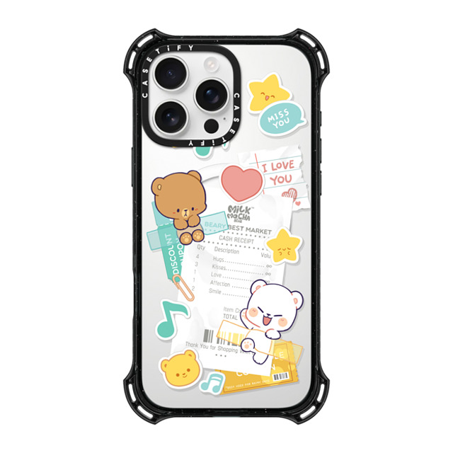 MilkMochaBear x CASETiFY iPhone 16 Pro Max ケース ブラック バウンスケース Love Receipt