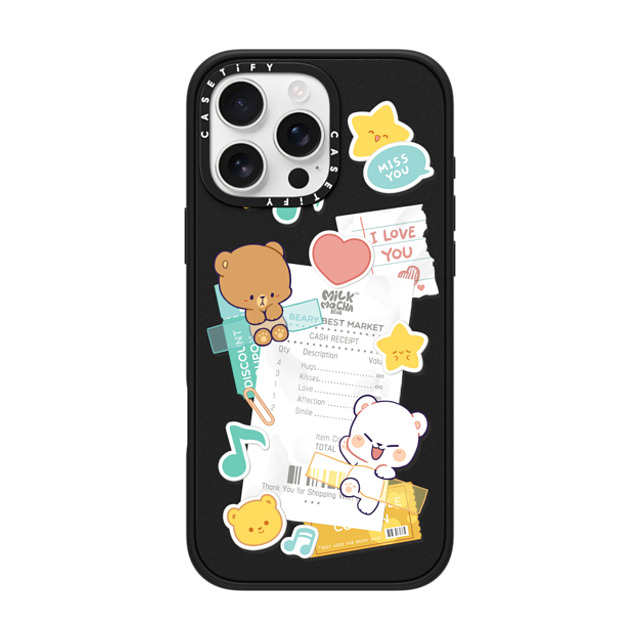 MilkMochaBear x CASETiFY iPhone 16 Pro Max ケース マットブラック インパクトケース MagSafe対応 Love Receipt