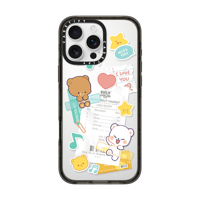 MilkMochaBear x CASETiFY iPhone 16 Pro Max ケース ブラック インパクトケース Love Receipt