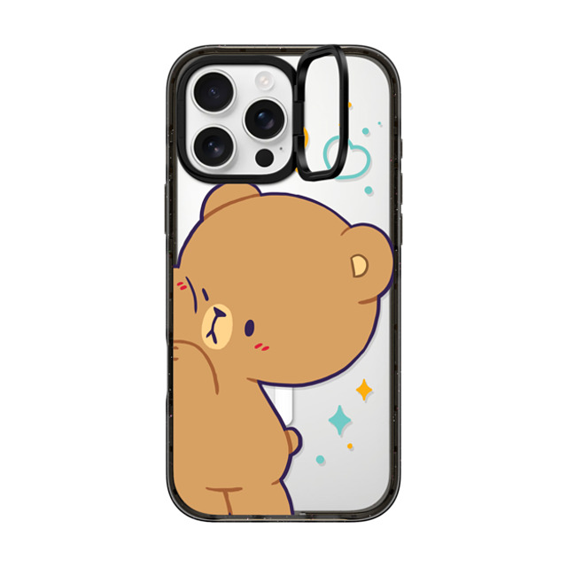 MilkMochaBear x CASETiFY iPhone 16 Pro Max ケース ブラック インパクトリングスタンドケース MagSafe対応 Bumping Mocha