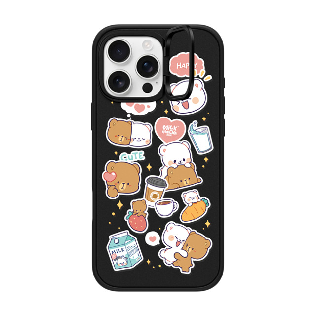 MilkMochaBear x CASETiFY iPhone 16 Pro Max ケース マットブラック インパクトリングスタンドケース MagSafe対応 Happiness is You