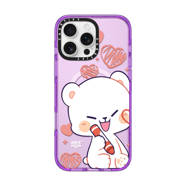 MilkMochaBear x CASETiFY iPhone 16 Pro Max ケース パープル インパクトケース MagSafe対応 Heart Cheek Milk