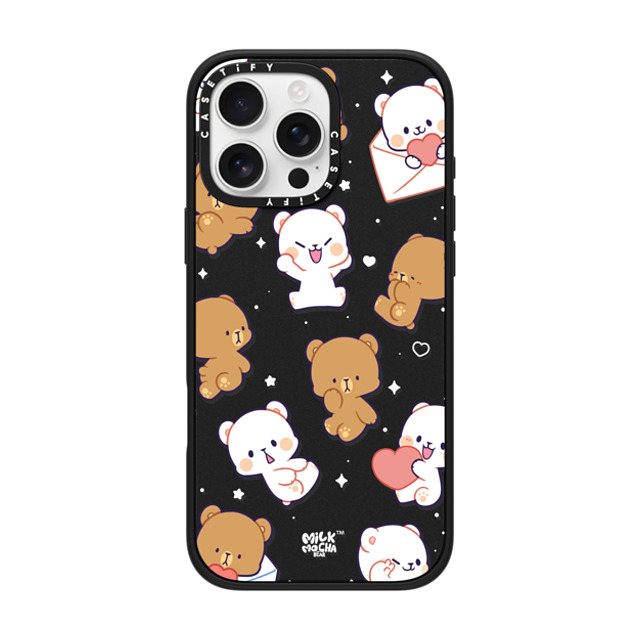 MilkMochaBear x CASETiFY iPhone 16 Pro Max ケース マットブラック インパクトケース MagSafe対応 Sending Hearts