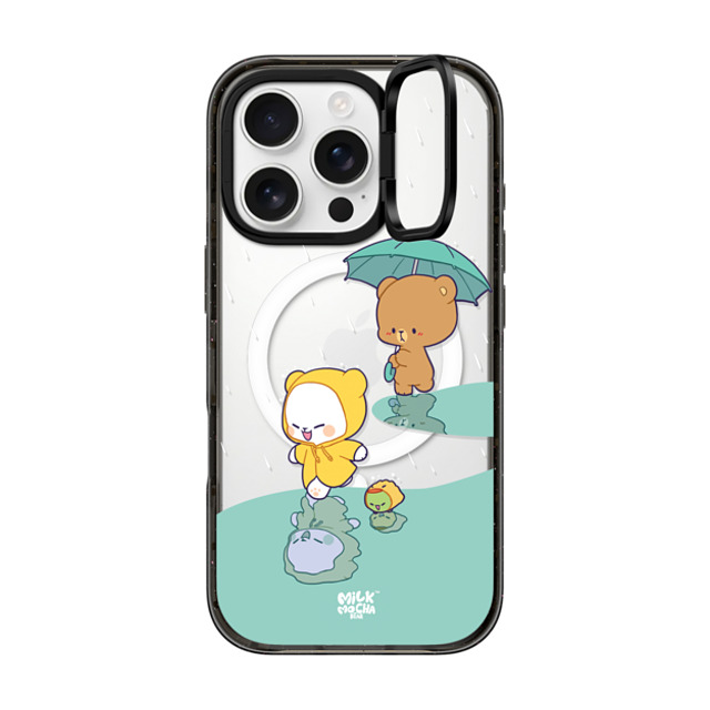 MilkMochaBear x CASETiFY iPhone 16 Pro ケース ブラック インパクトリングスタンドケース MagSafe対応 Rainy Day