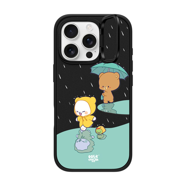 MilkMochaBear x CASETiFY iPhone 16 Pro ケース マットブラック インパクトリングスタンドケース MagSafe対応 Rainy Day