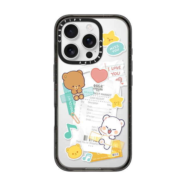 MilkMochaBear x CASETiFY iPhone 16 Pro ケース ブラック インパクトケース MagSafe対応 Love Receipt