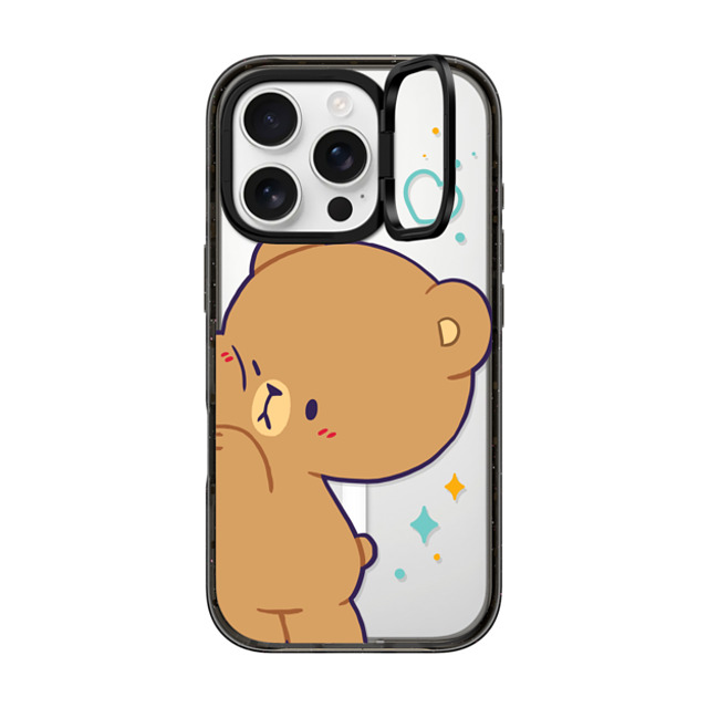 MilkMochaBear x CASETiFY iPhone 16 Pro ケース ブラック インパクトリングスタンドケース MagSafe対応 Bumping Mocha