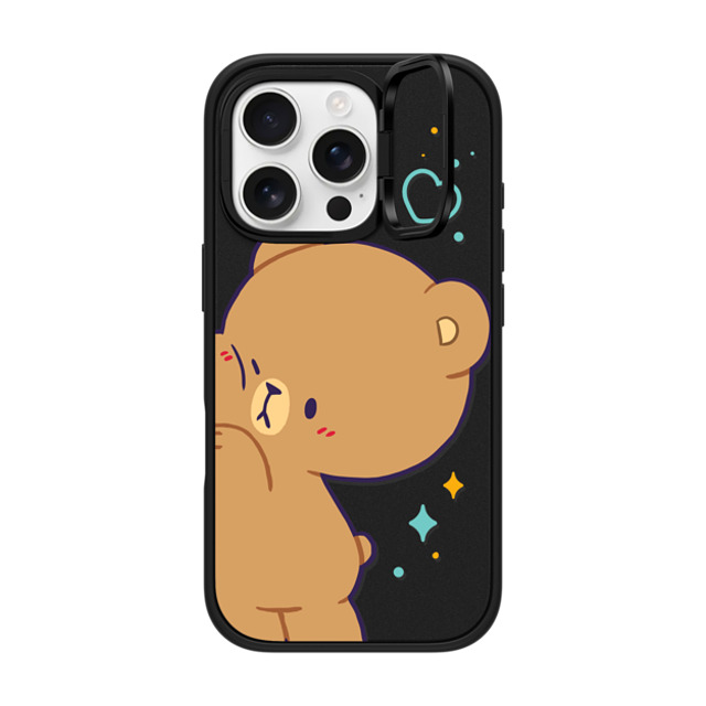 MilkMochaBear x CASETiFY iPhone 16 Pro ケース マットブラック インパクトリングスタンドケース MagSafe対応 Bumping Mocha