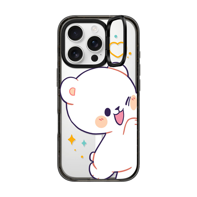 MilkMochaBear x CASETiFY iPhone 16 Pro ケース ブラック インパクトリングスタンドケース MagSafe対応 Bumping Milk