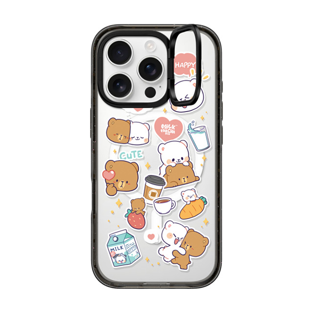 MilkMochaBear x CASETiFY iPhone 16 Pro ケース ブラック インパクトリングスタンドケース MagSafe対応 Happiness is You