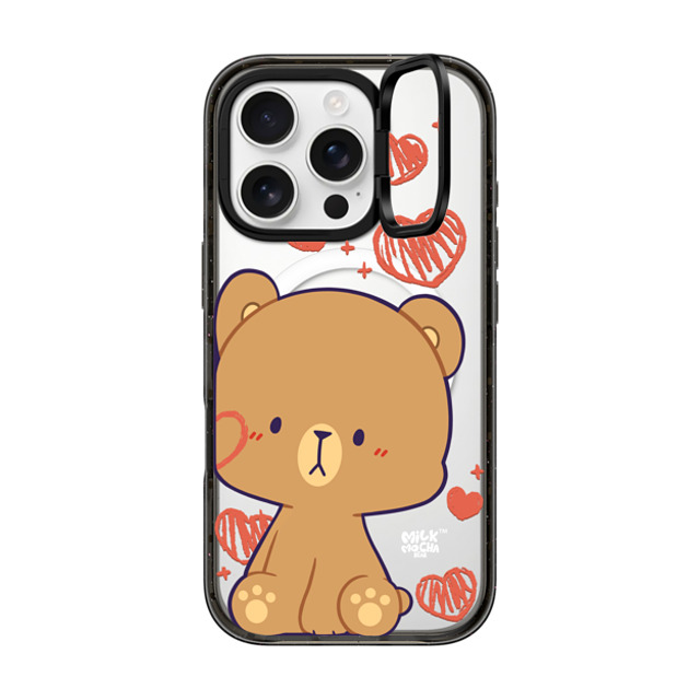 MilkMochaBear x CASETiFY iPhone 16 Pro ケース ブラック インパクトリングスタンドケース MagSafe対応 Heart Cheek Mocha