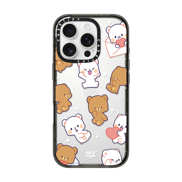 MilkMochaBear x CASETiFY iPhone 16 Pro ケース ブラック インパクトケース Sending Hearts