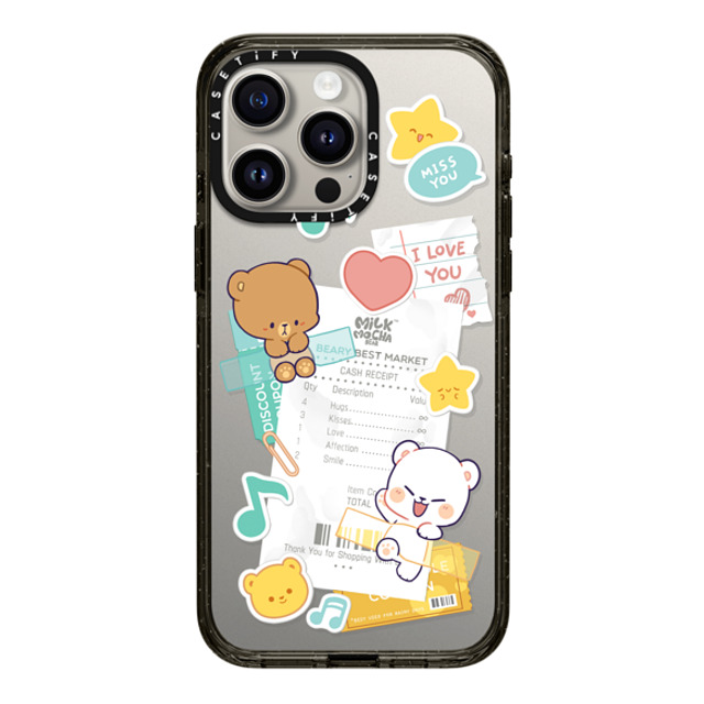 MilkMochaBear x CASETiFY iPhone 15 Pro Max ケース ブラック インパクトケース Love Receipt