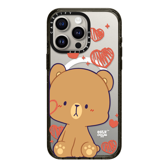 MilkMochaBear x CASETiFY iPhone 15 Pro Max ケース ブラック インパクトケース MagSafe対応 Heart Cheek Mocha