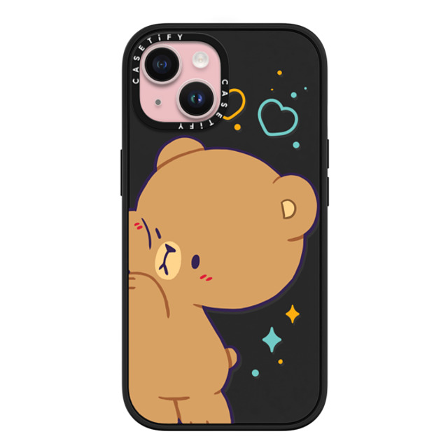 MilkMochaBear x CASETiFY iPhone 15 ケース マットブラック インパクトケース MagSafe対応 Bumping Mocha