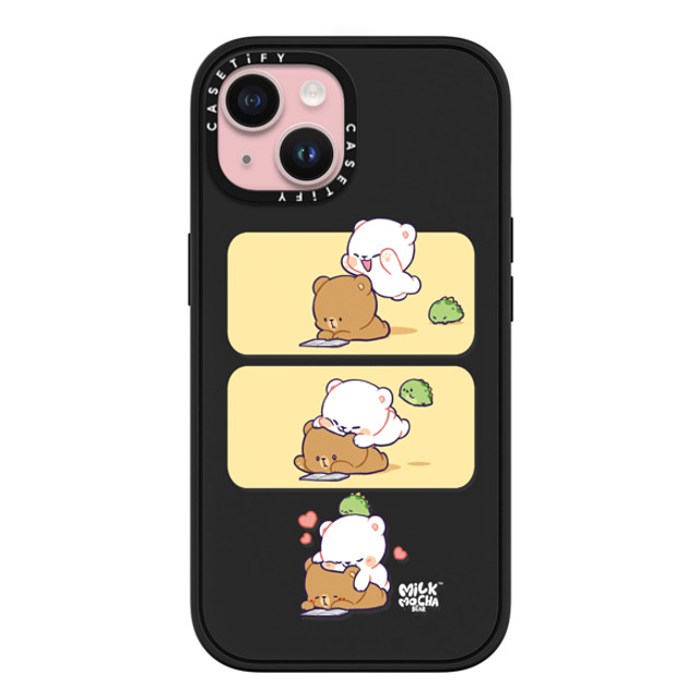 MilkMochaBear x CASETiFY iPhone 15 ケース マットブラック インパクトケース MagSafe対応 Jump Hug