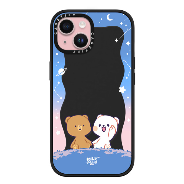 MilkMochaBear x CASETiFY iPhone 15 ケース マットブラック インパクトケース MagSafe対応 Shooting Star