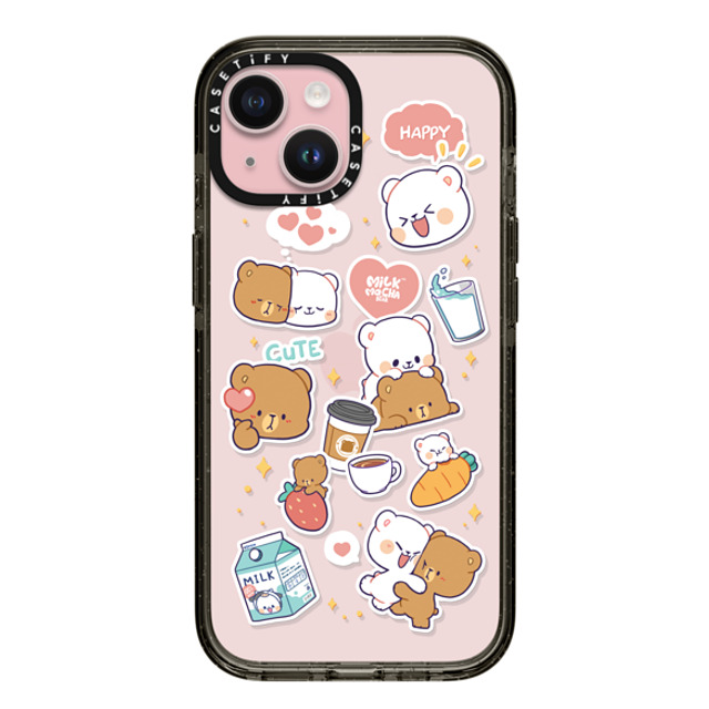 MilkMochaBear x CASETiFY iPhone 15 ケース ブラック インパクトケース Happiness is You