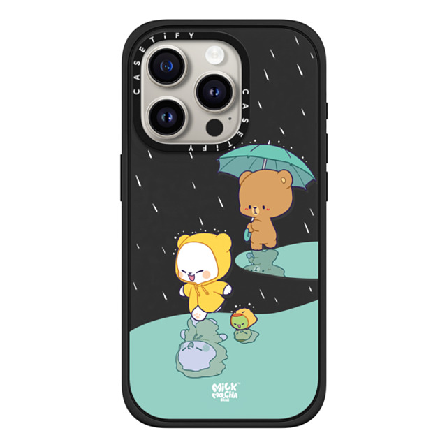 MilkMochaBear x CASETiFY iPhone 15 Pro ケース マットブラック インパクトケース MagSafe対応 Rainy Day