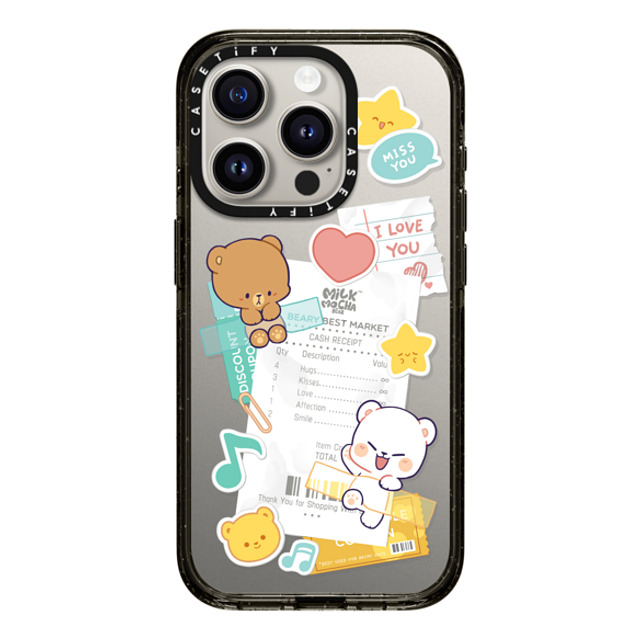 MilkMochaBear x CASETiFY iPhone 15 Pro ケース ブラック インパクトケース Love Receipt