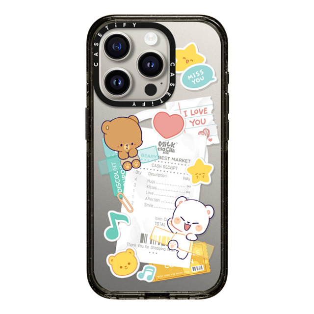 MilkMochaBear x CASETiFY iPhone 15 Pro ケース ブラック インパクトケース MagSafe対応 Love Receipt