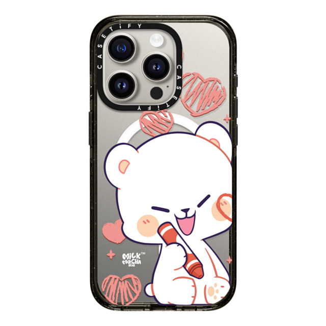 MilkMochaBear x CASETiFY iPhone 15 Pro ケース ブラック インパクトケース MagSafe対応 Heart Cheek Milk