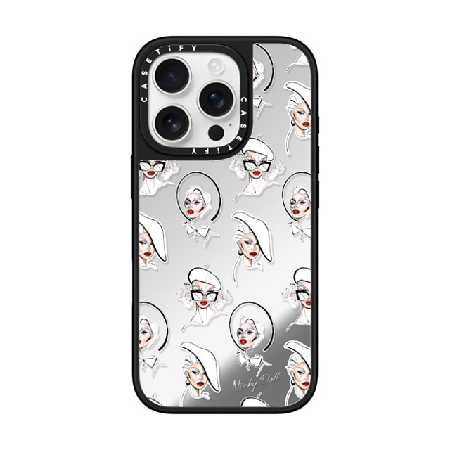 CASETiFY iPhone 16 Pro ケース Silver on Black ミラーケース MagSafe対応 Star Star Nicky Doll Stickers Back to School CASETiFY iPhone 16 Pro ケース Silver on Black ミラーケース MagSafe対応 Star Star Nicky Doll Stickers Back to School