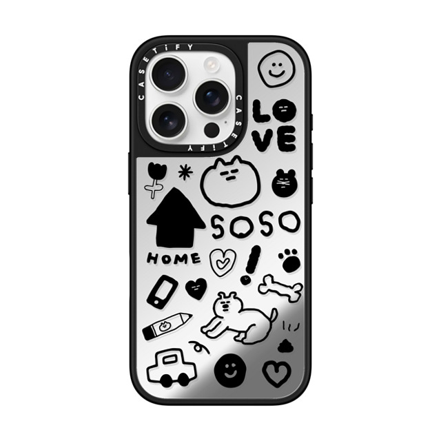 SOSO FAMILY x CASETiFY iPhone 16 Pro Case Sticker,Cat Silver on Black ミラーケース MagSafe対応 SOSO STICKER 01 Back to School SOSO FAMILY x CASETiFY iPhone 16 Pro Case Sticker,Cat Silver on Black ミラーケース MagSafe対応 SOSO STICKER 01 Back to School