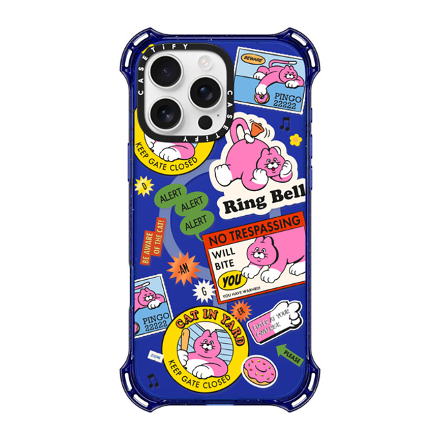 Zizone x CASETiFY iPhone 16 Pro Max ケース コバルトブルー バウンスケース PINGO CAT STICKER