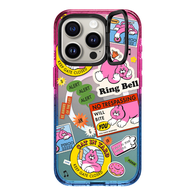 Zizone x CASETiFY iPhone 15 Pro ケース Cotton Candy インパクトリングスタンドケース MagSafe対応 PINGO CAT STICKER