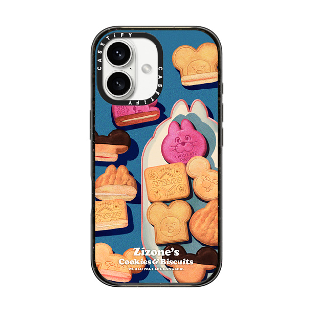 Zizone x CASETiFY iPhone 16 ケース ブラック インパクトケース MagSafe対応 COOKIE BY ZIZONE