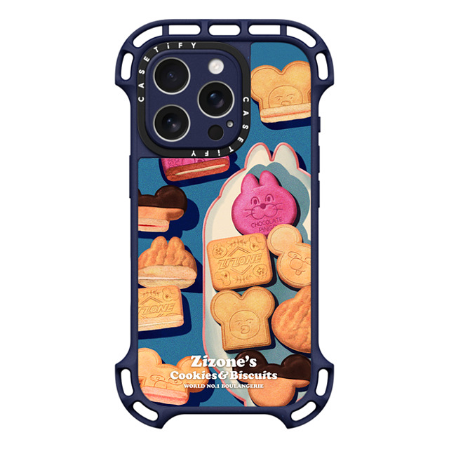 Zizone x CASETiFY iPhone 16 Pro ケース インディゴ ウルトラ バウンスケース MagSafe対応 COOKIE BY ZIZONE