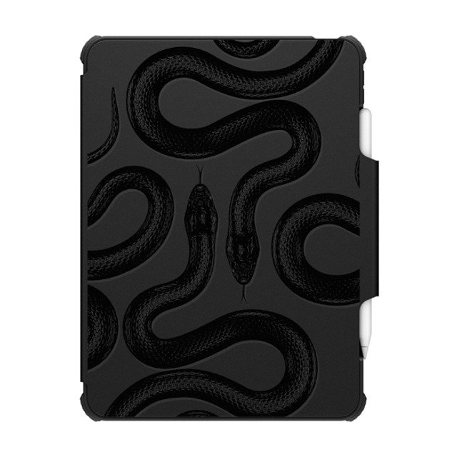 CASETiFY iPad Air (第4/5世代) ブラック インパクト フォリオ ケース Animal,Monochrome,Hype Black Kingsnake