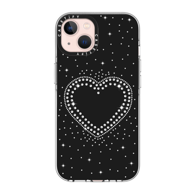 CASETiFY iPhone 13 ケース クリア クリア ケース MagSafe対応 Heart,Monochrome,Pattern RHINESTONE ROMANCE